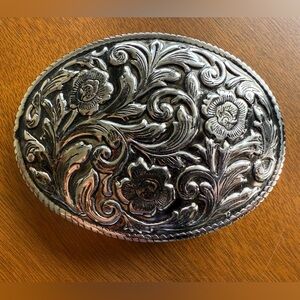 Vintage Silver Floral Belt Buckle